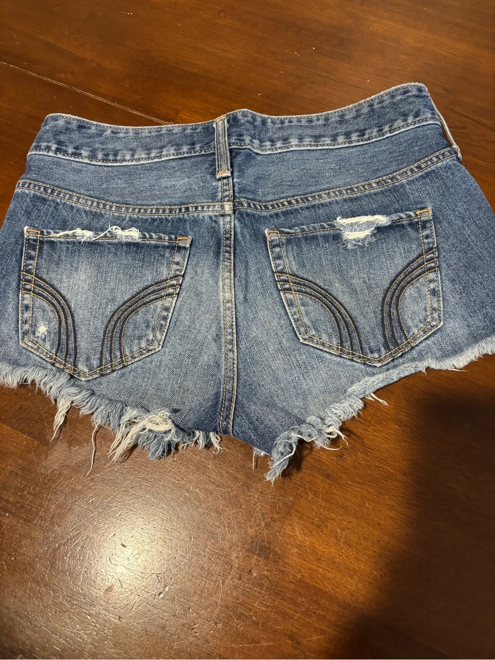 Hollister Women's Distressed Denim Shorts - Blue Denim